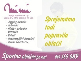 športna konfekcija mimi hudovernik marija, s